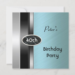 Invitación Hombre Cumpleaños 40 Verde Plateado Metálico para 