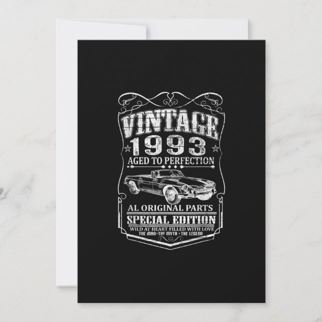 Invitación Hombre de 30 años Vintage de 1993 Mito Leyenda Cum (Anverso)