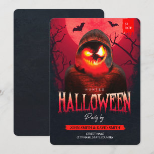Invitación Hombre de Calabaza Espantoso Cazado Fiesta de Hall