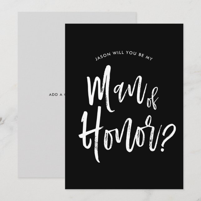 Invitación Hombre de Honor | Estilo de Letra Personalizado pa (Anverso / Reverso)