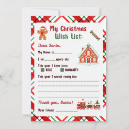 Invitación Hombre de Jengibre Carta de Navidad a Santa 
