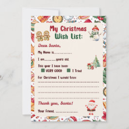 Invitación Hombre de Jengibre Carta de Navidad para Santa 