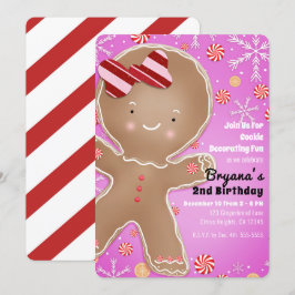 Invitación Hombre de Jengibre Menta Rosa Navideño Cumpleaños