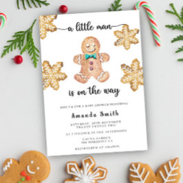 Invitación Hombre de Jengibre Pequeño Baby Shower de Navidad