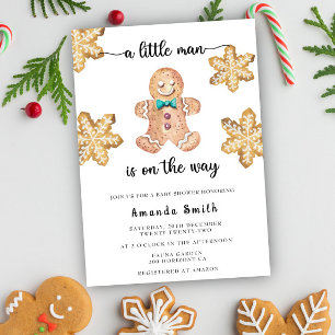 Invitación Hombre de Jengibre Pequeño Baby Shower de Navidad