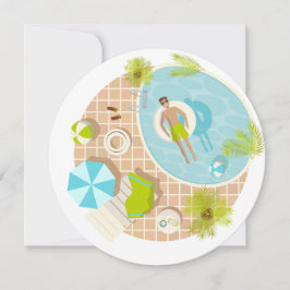 Invitación Hombre de la piscina en vacaciones de verano tropi