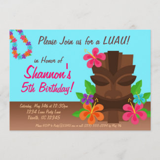 Invitación Hombre de Luau Tiki y fiesta de cumpleaños de las