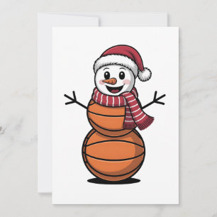 Invitación Hombre de nieve Baloncesto Navidad Amantes del dep