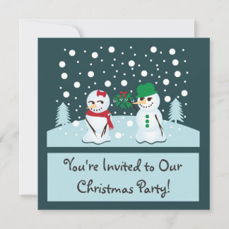 Invitación Hombre de nieve con Fiesta de Navidades Mistletoe