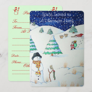 Invitación Hombre de nieve con Navidades que se abastecen en