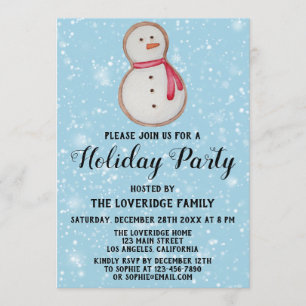 Invitación Hombre de nieve de galleta de Navidad Fiesta de va