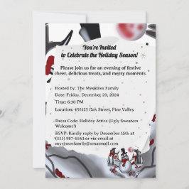 Invitación Hombre de nieve en el bosque navideño