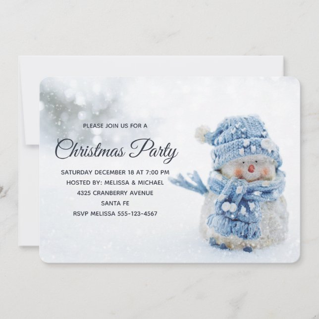Invitación Hombre de nieve lindo en Navidades de fotografía d (Anverso)