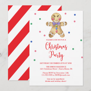 Invitación Hombre de pan de jengibre - Fiesta de Navidades