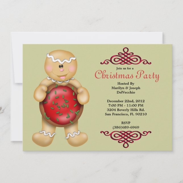 Invitación Hombre de pan de jengibre LINDO con la galleta y (Anverso)