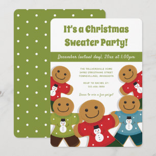 Invitación Hombre de pan de jengibre Navidades Fiesta de suét