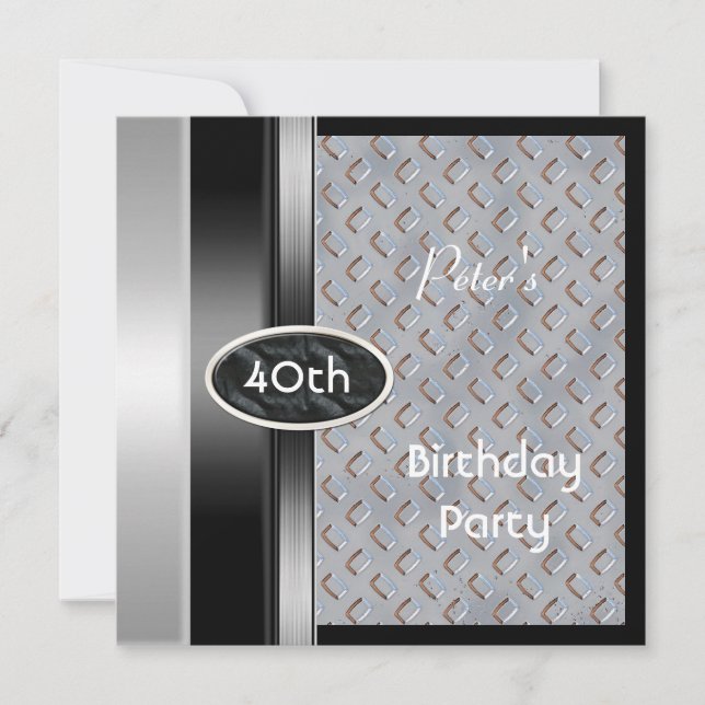 Invitación Hombre de plata metalizado 40 cumpleaños Bronce (Anverso)