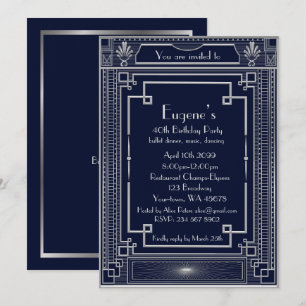 Invitación Hombre del partido de cumpleaños, estilo Gatsby pl
