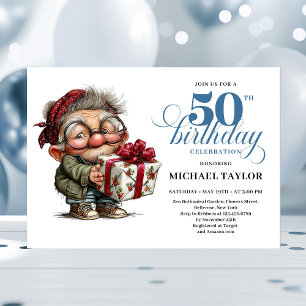 Invitación Hombre Divertido Moderno Cumpleaños 50 Humor Estil