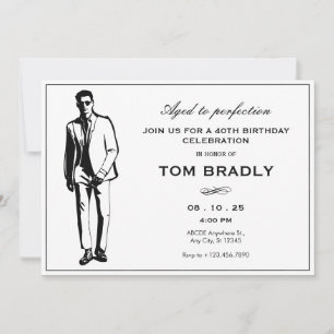Invitación Hombre elegante con gafas de sol y traje de cumple