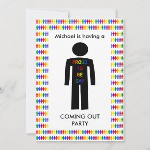 Invitación Hombre gay LGBT Silueta y hombres del arcoíris sal