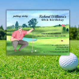 Invitación Hombre Golf Putting Sesenta Cumpleaños 60