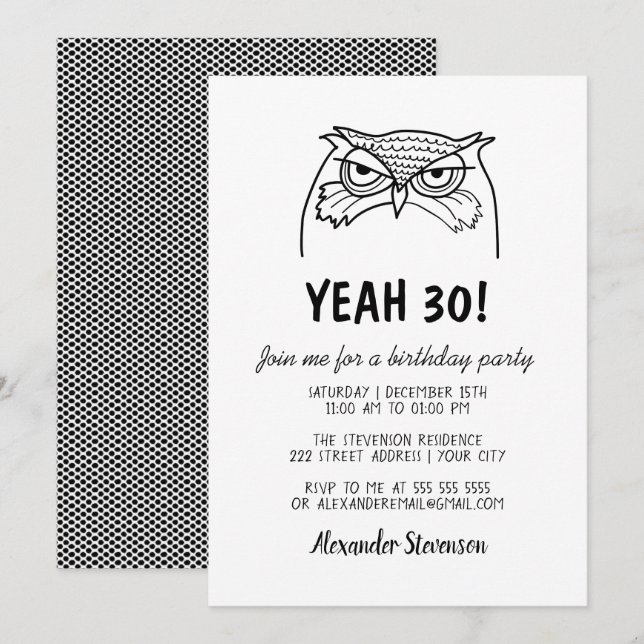 Invitación Hombre gracioso 30 años (Anverso / Reverso)