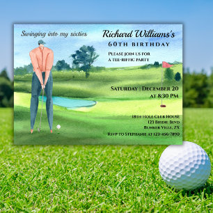 Invitación Hombre Jugador de Golf Balanceándose en Mi Cumplea