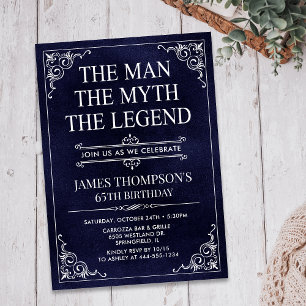 Invitación Hombre Leyenda Azul Sorpresa 65 cumpleaños