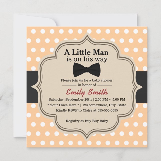 Invitación Hombre lindo Baby Shower de la pajarita de los (Anverso)