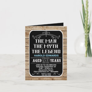 Invitación Hombre, Mito, Leyenda Cumpleaños de 50 Años Tarjet