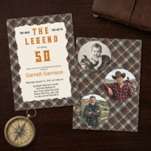 Hombre Mito Leyenda Plaid de Cobre Cumpleaños 50 F