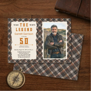 Invitación Hombre Moderno Mito Leyenda Plaid de Cobre 50ª Fot