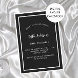 Invitación Hombre negro minimalista de cumpleaños<br><div class="desc">Moderna,  elegante e invitada. Un fondo negro decorado con marcos blancos. Personalice y agregue un nombre y detalles. Texto blanco.</div>