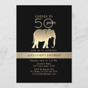 Invitación Hombre Negro y Oro 50 cumpleaños