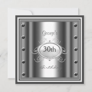 Invitación Hombres 30º Cumpleaños de Cromo Fiesta de Cromo
