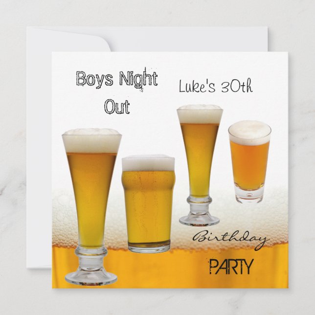 Invitación Hombres 30.º Fiesta de cerveza Noche de los niños (Anverso)