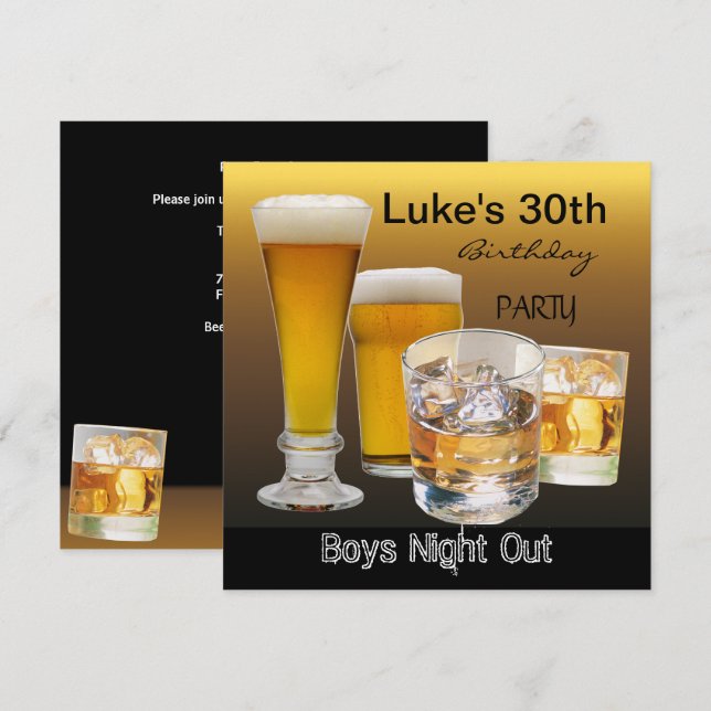 Invitación Hombres 30 Fiesta de cumpleaños bebe cerveza niños (Anverso / Reverso)