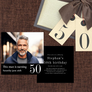 Invitación Hombres 50.ª foto de dos caras de cumpleaños