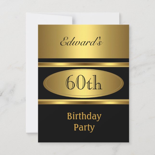 Invitación Hombres 60 años Fiesta de los Años Oro Negro (Anverso)