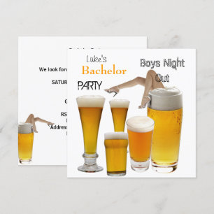 Invitación Hombres Bachelor Party Beer Boys Night Legs