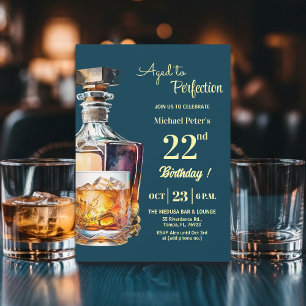 Invitación Hombres de 22 años cumpleaños Whiskey envejecido a