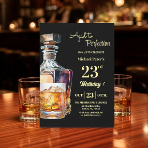 Invitación Hombres de 23 años cumpleaños Whiskey envejecido a