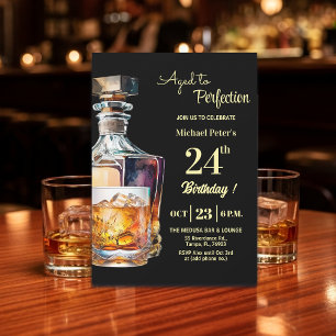Invitación Hombres de 24 años cumpleaños Whiskey envejecido a