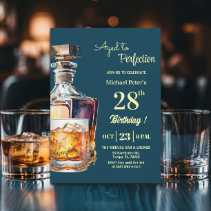 Invitación Hombres de 28 años cumpleaños Whisky envejecido a 