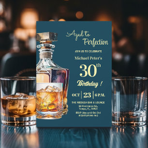 Invitación Hombres de 30 años cumpleaños de whisky envejecido
