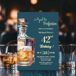 Invitación Hombres de 42 años Cumpleaños Whiskey Envejecido a