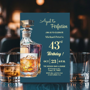 Invitación Hombres de 43 años cumpleaños whiskey envejecido a