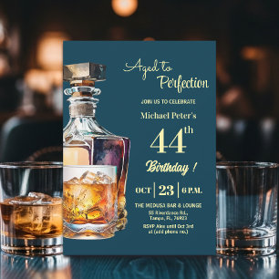 Invitación Hombres de 44 años Cumpleaños Whisky Envejecido a