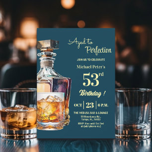 Invitación Hombres de 53 años cumpleaños Whiskey envejecido a